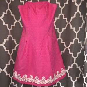 Lilly Pulitzer strapless pink and white dress